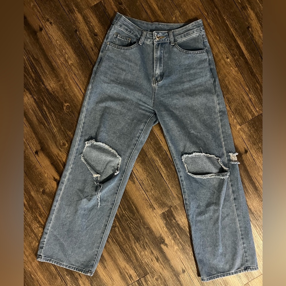 SHEIN-High Rise, Wide Leg Jeans